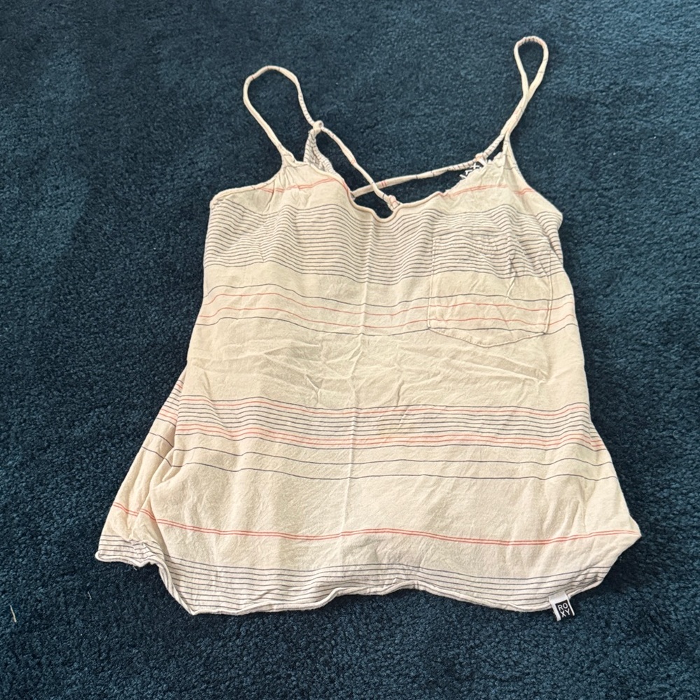 Roxy Beige and Red Striped Camisole
